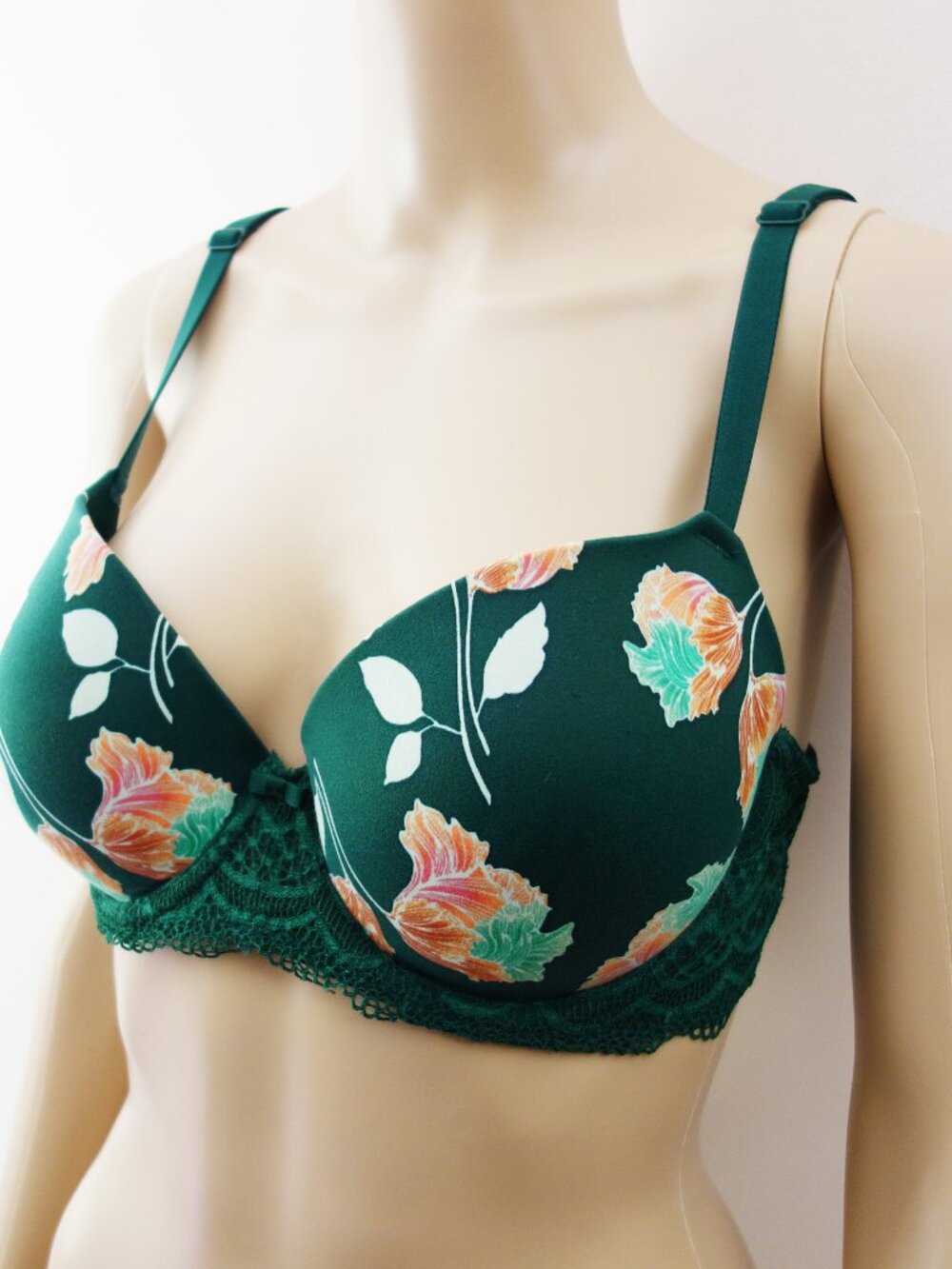 Auden Bra Green Floral The Daydream Push-Up Bra (36C) EUC